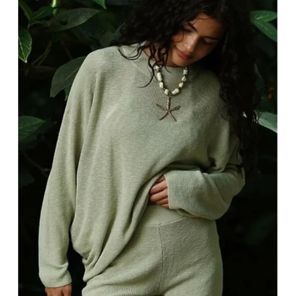 FP BEACH Free People Malibu Surf Beach Sweater Green Haze - Small
